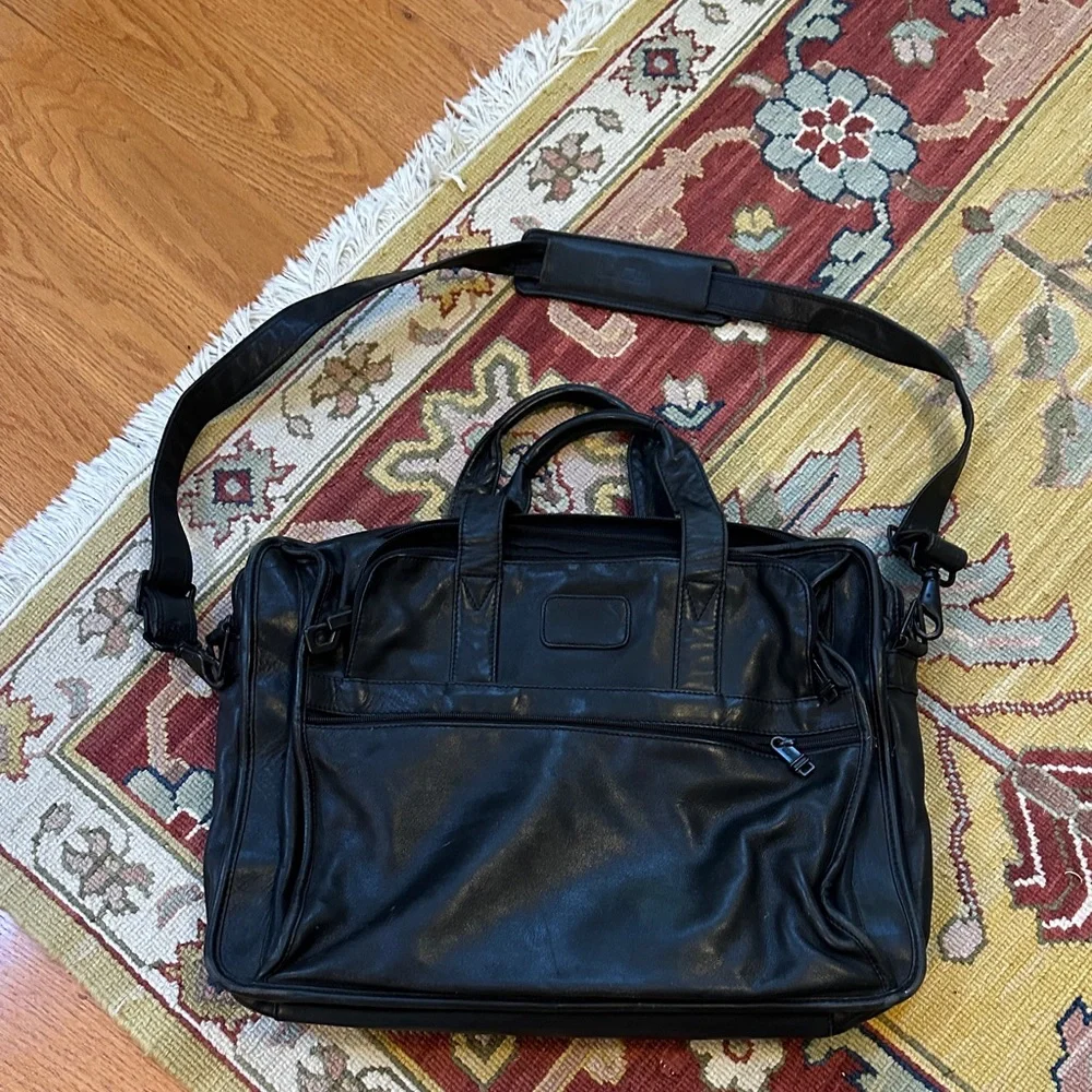 Vintage Tumi Black Leather Briefcase/Tote